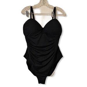 Primark black roused waisted swimsuit size 16